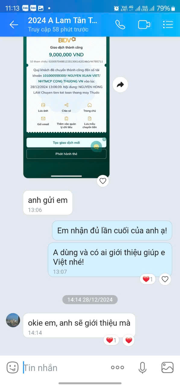 Đánh giá khách hàng qua Zalo 1