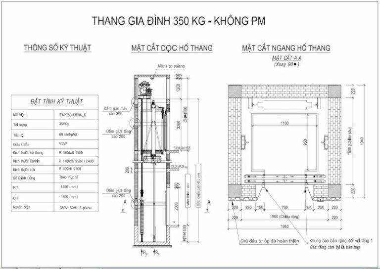 Thang máy gia đình 350kg: Giải pháp di chuyển tiện lợi cho gia đình nhỏ