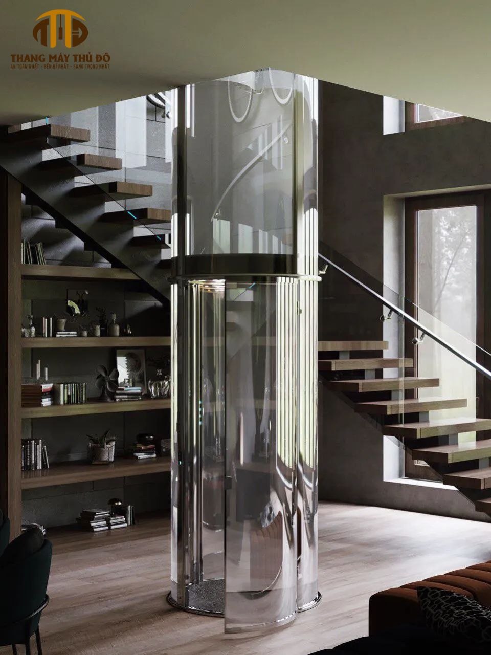 Thang máy kính lồng tròn cho cảm giác tinh tế, sang trọng