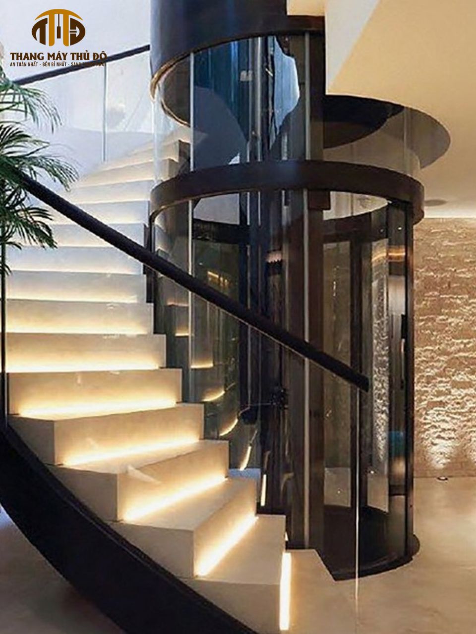 Thang máy lồng tròn được ưa chuộng ở những căn hộ cao cấp